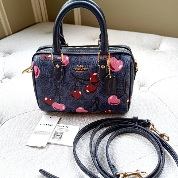 Coach Mini Rowan Crossbody Bag In Signature Canvas With Cherry Print CY741 - Picture 7 of 17